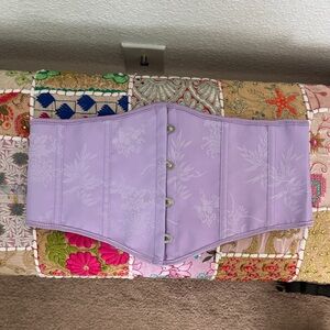Lilac Floral Brocade Waist Cincher Corset